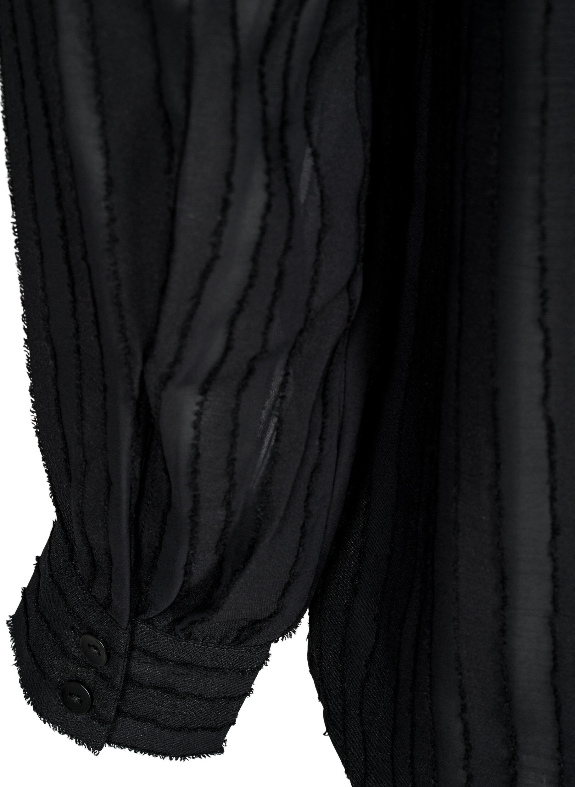 Zizzi Skjortebluse med transparent striber, Sort, Packshot image number 3