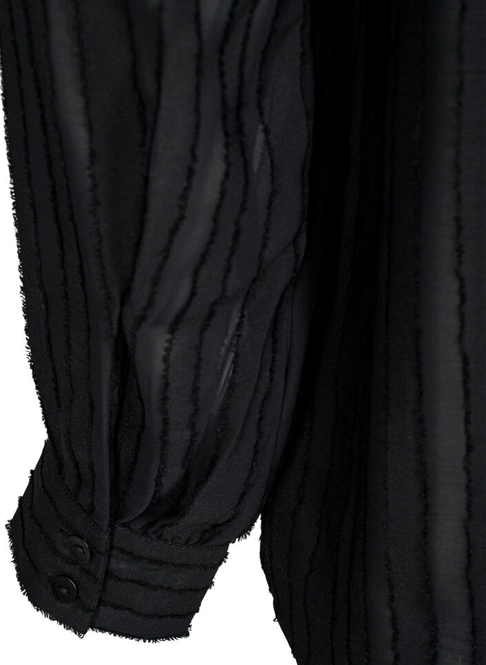Skjortebluse med transparent striber, Sort, Packshot image number 3