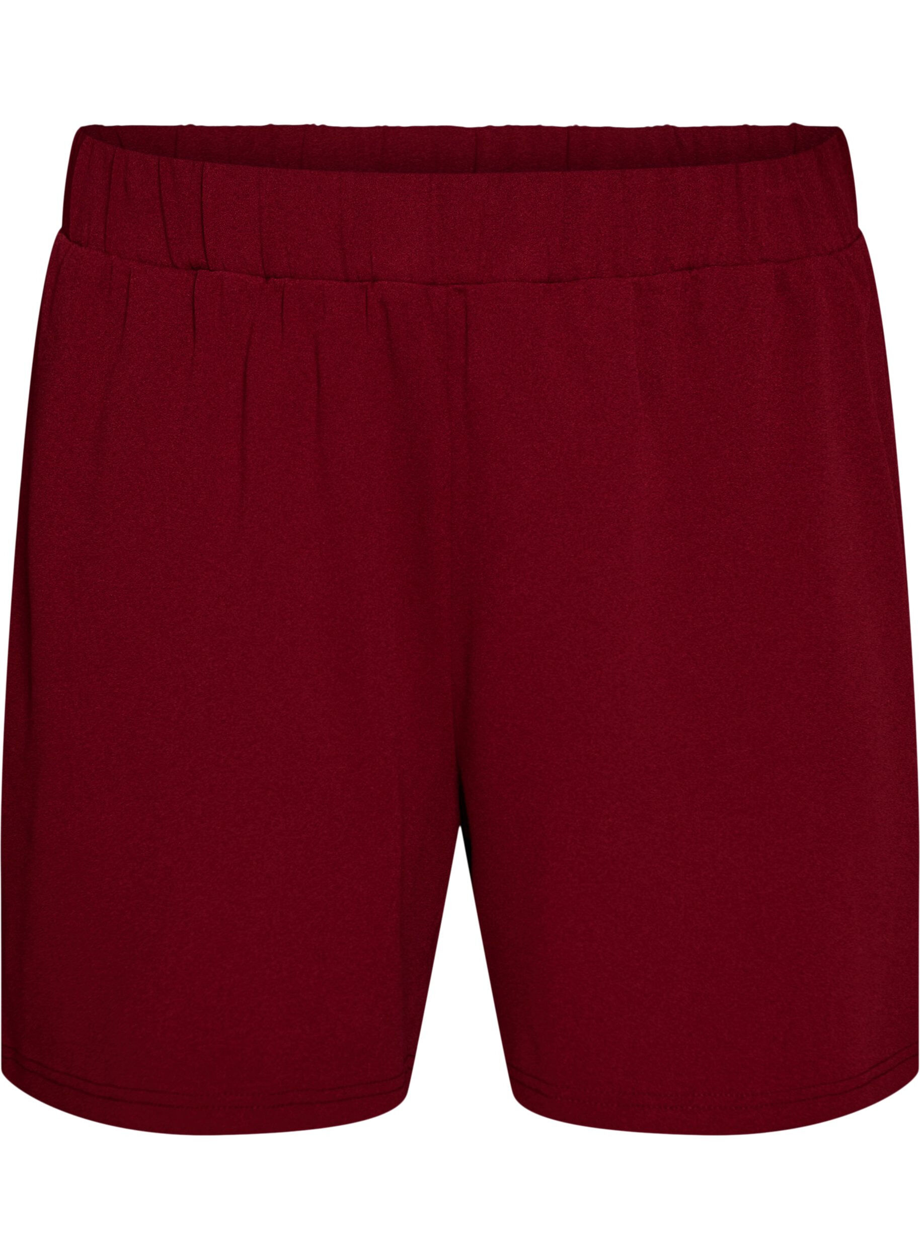 Zizzi L&oslash;se shorts med lommer, M&oslash;rk Bordeaux, Packshot image number 0