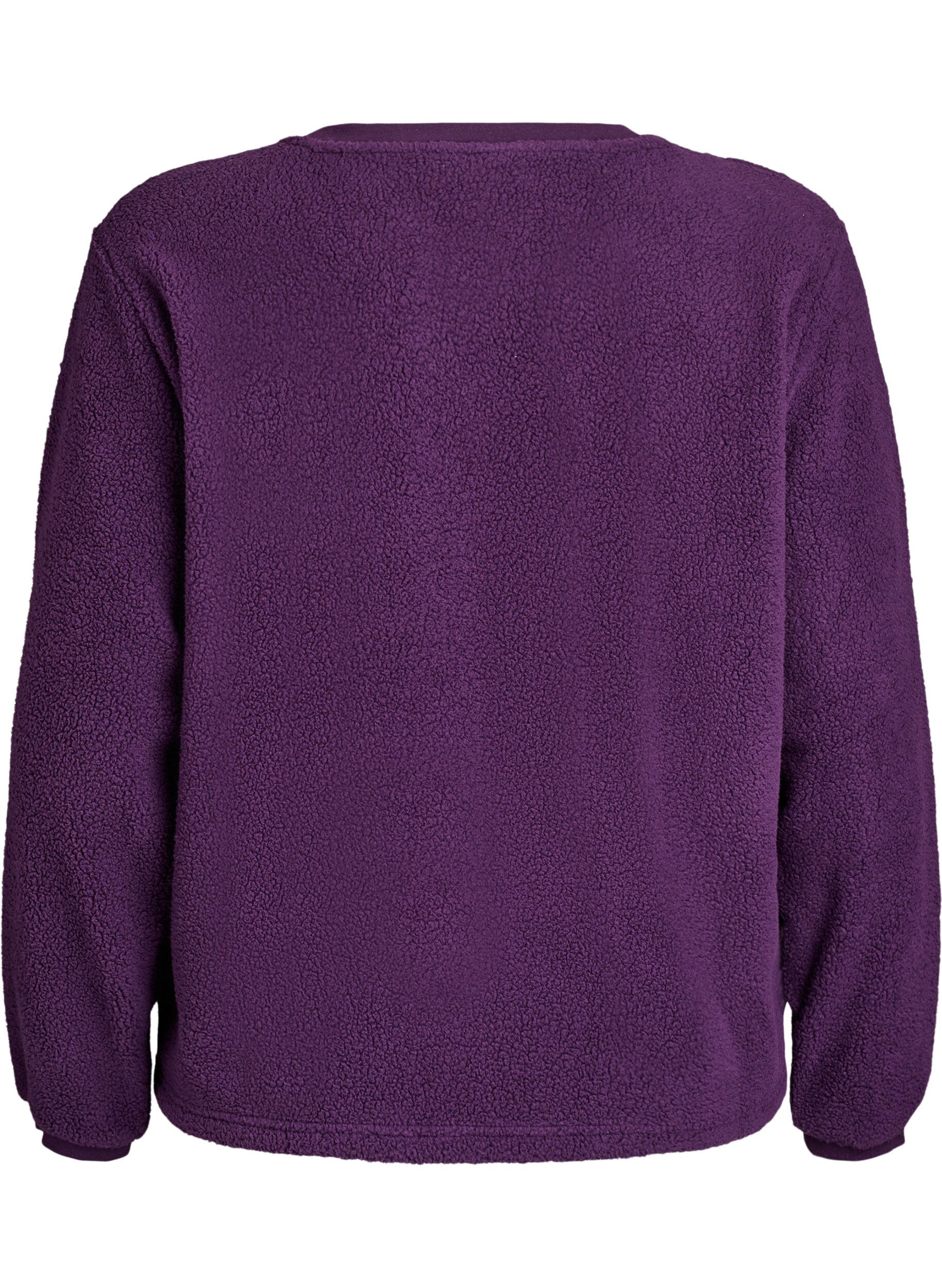 Zizzi Bl&oslash;d tr&oslash;je i teddyfleece, Lilla, Packshot image number 1