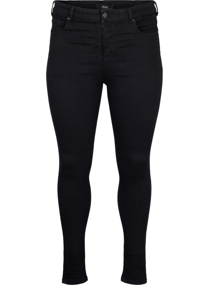 Super slim jeans med h&oslash;j talje, Black, Packshot image number 0
