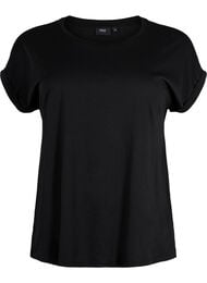 Kort&aelig;rmet t-shirt i bomuldsblanding, Sort