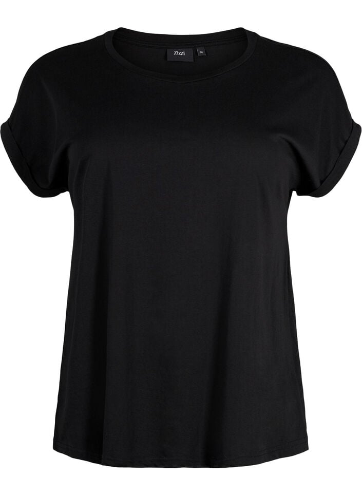 Kort&aelig;rmet t-shirt i bomuldsblanding, Sort, Packshot image number 0