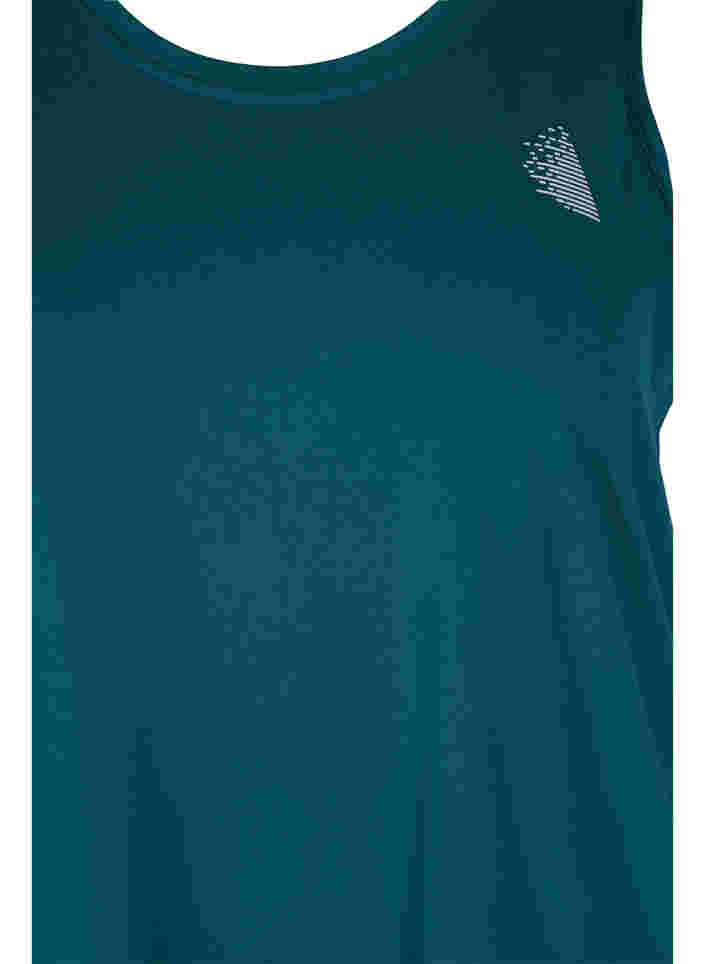 Ensfarvet træningstop med rund halsudskæring, Deep Teal, Packshot image number 2