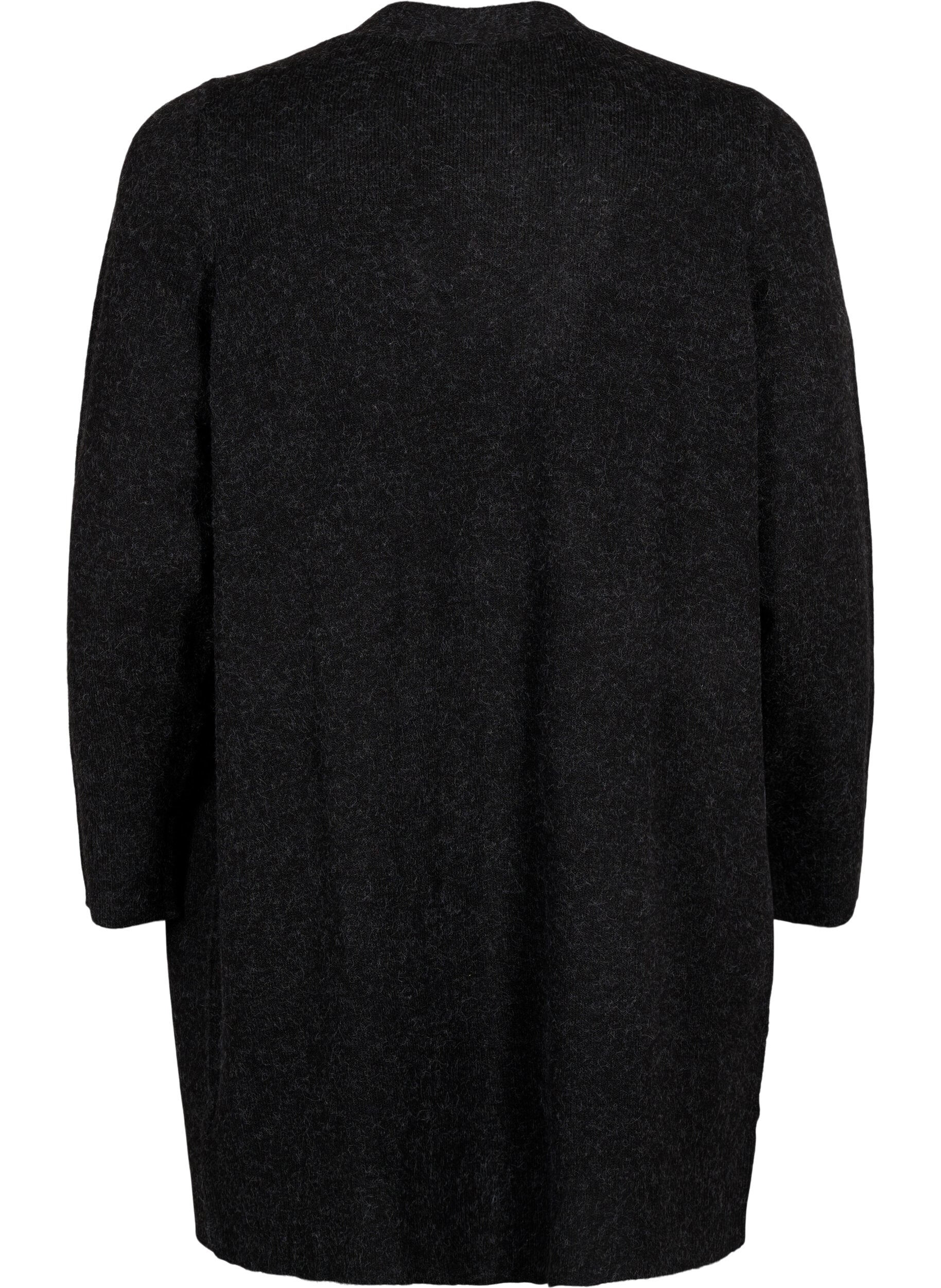 Zizzi Lang &aring;benst&aring;ende cardigan, Dark Grey Melange, Packshot image number 1