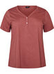 T-shirt med knapdetalje, Brun, Packshot image number 0