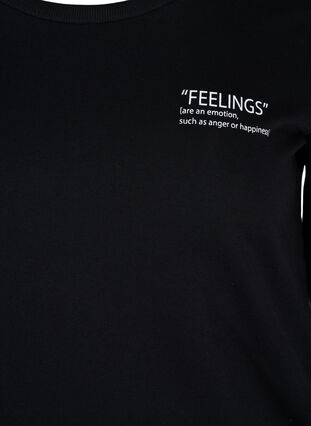 Bomulds sweatshirt med tekstprint, Black, Packshot image number 2