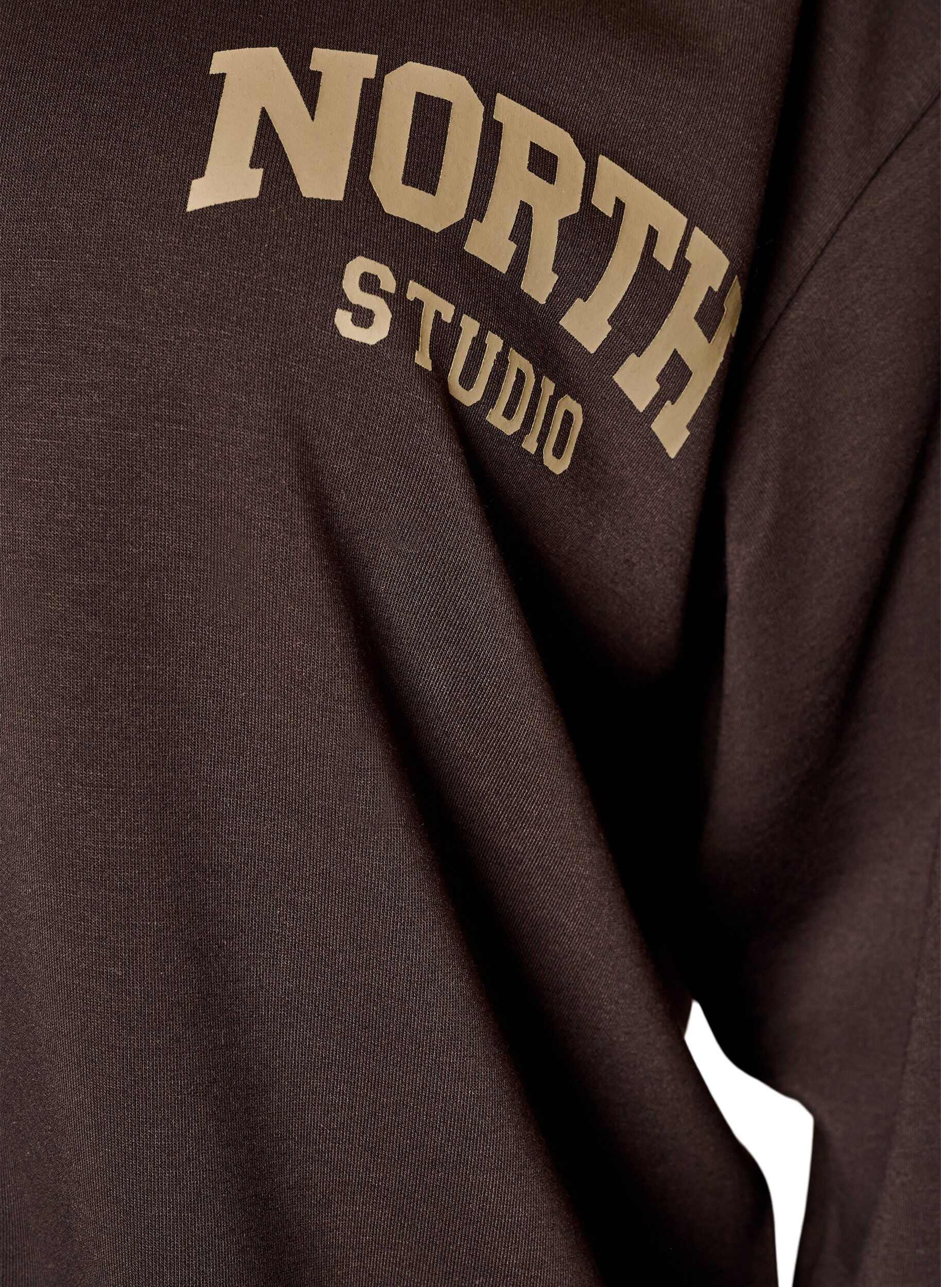 ZizziSporty bombercardigan med lynl&aring;s og h&oslash;j krave, Brun, Packshot image number 2