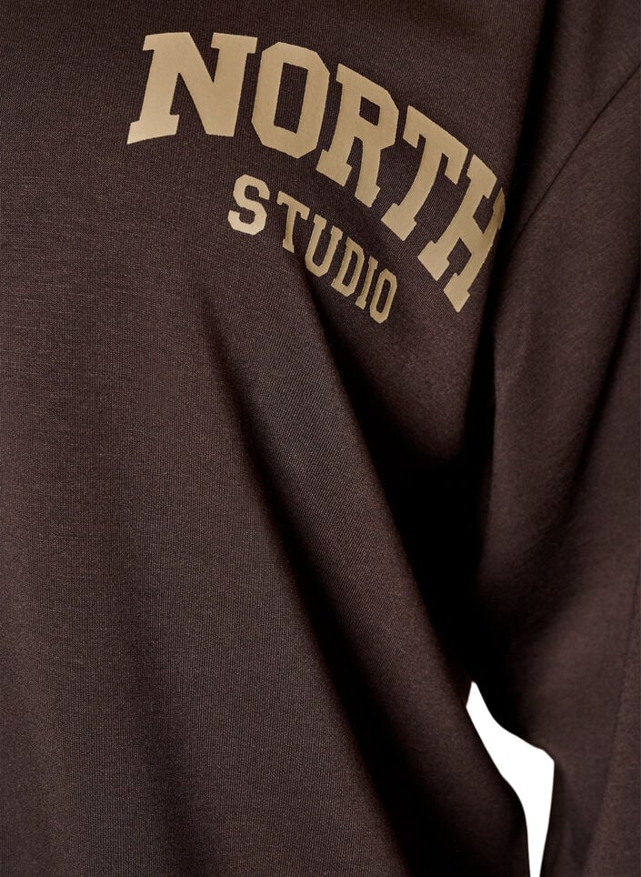 Sporty bombercardigan med lynl&aring;s og h&oslash;j krave, Brun, Packshot image number 2
