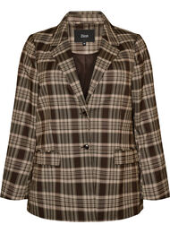 Ternet blazer med lommer og slids, Brun