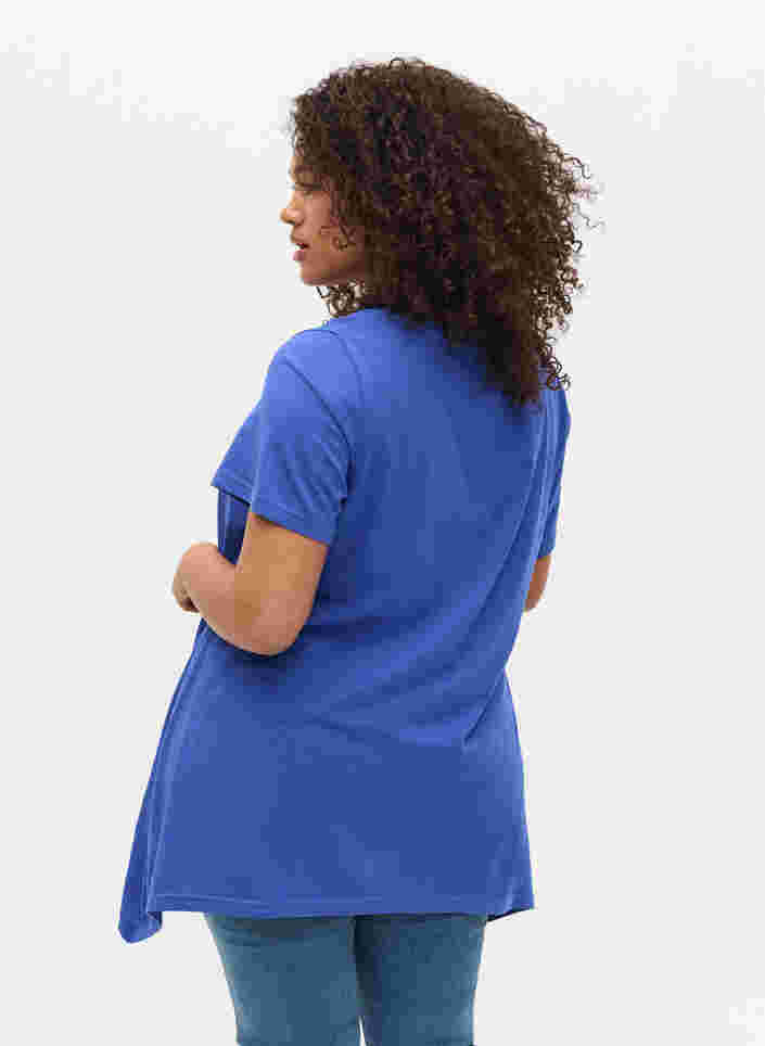 Kortærmet bomulds t-shirt med a-form, Dazzling Blue HELLO , Model image number 1