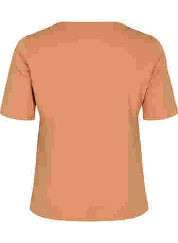 Kortærmet rib t-shirt med knapper, Pecan Brown, Packshot image number 1
