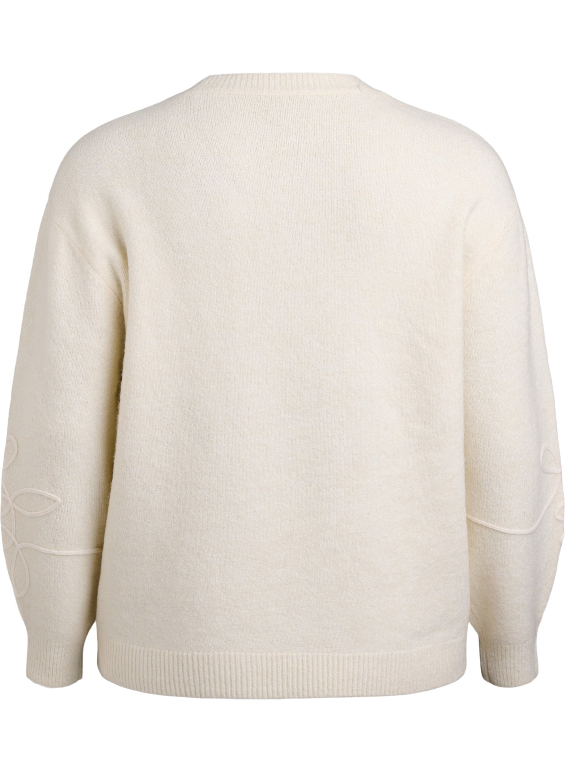 Zizzi Strikbluse med p&aring;syede snoredetaljer, Beige, Packshot image number 1