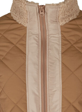Quiltet jakke med teddy og lommer, Tobacco Brown Comb, Packshot image number 2