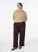 Stribet bluse med lange &aelig;rmer, Brun, Model image number 1