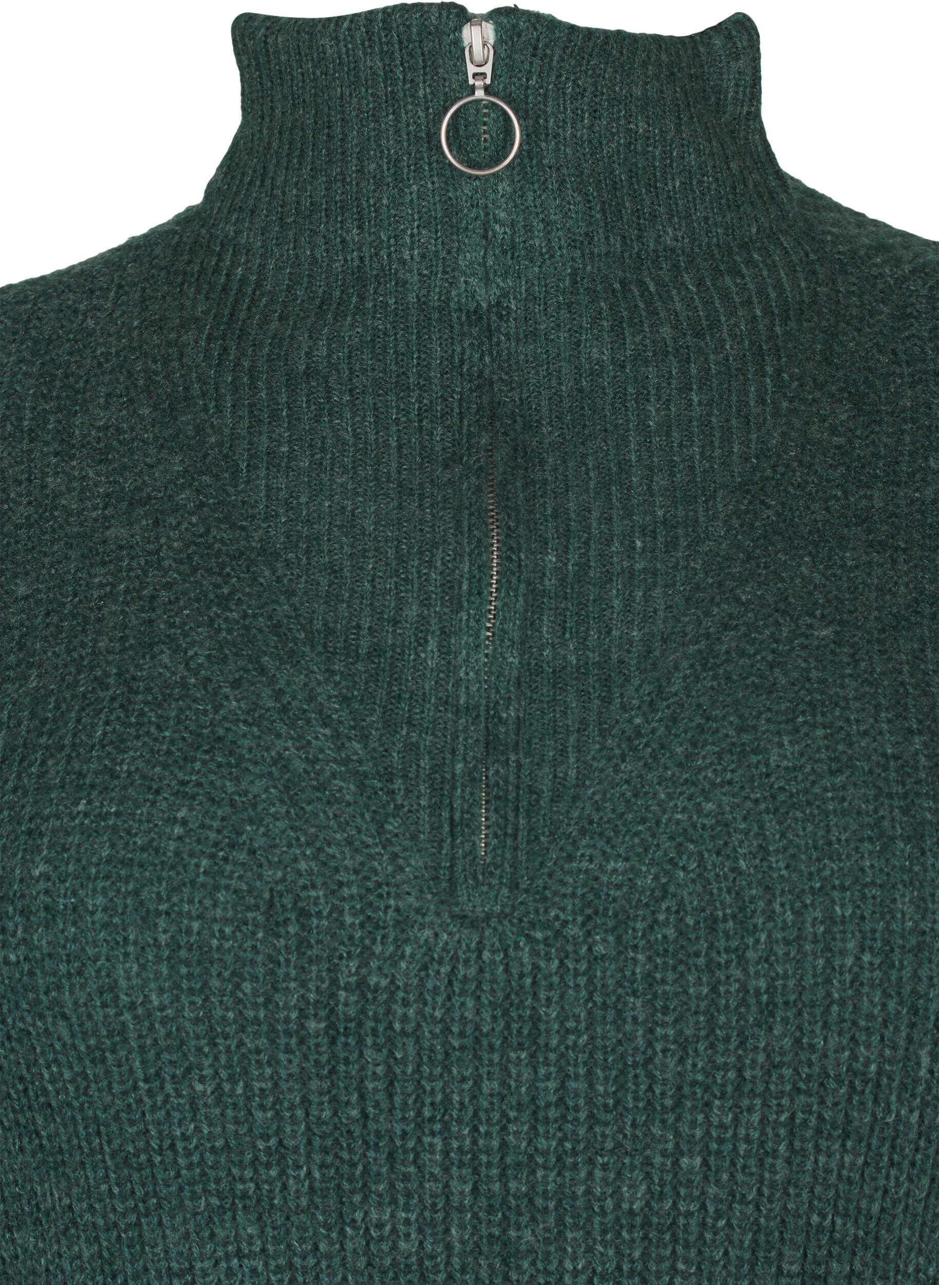 Zizzi FLASH - Strikkjole med h&oslash;j hals, Sea Moss Mel., Packshot image number 2