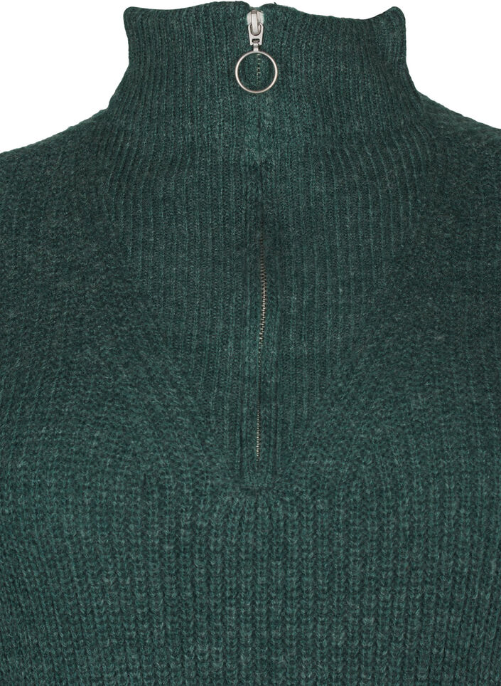 FLASH - Strikkjole med høj hals, Sea Moss Mel., Packshot image number 2