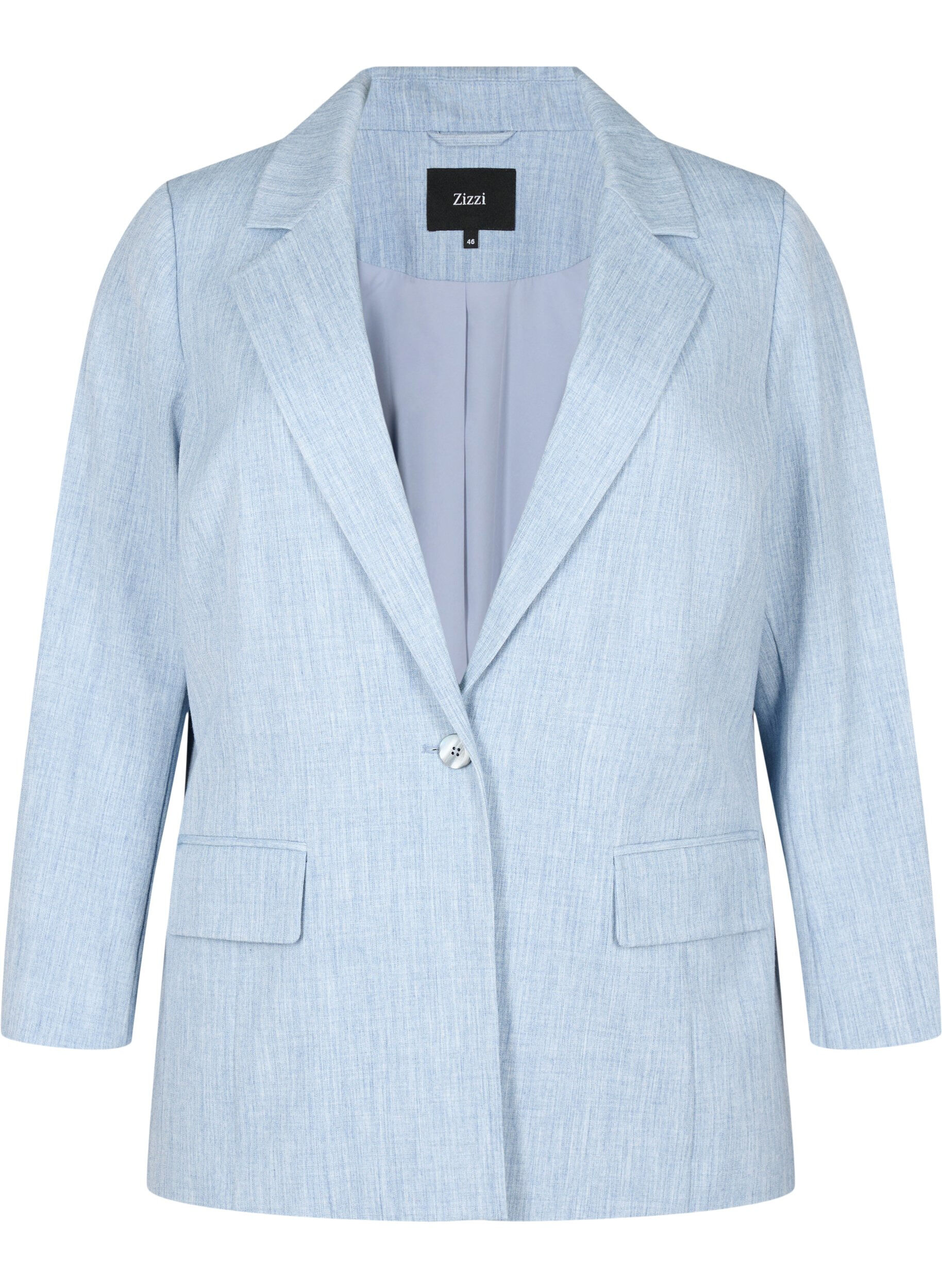 Zizzi Meleret blazer med knaplukning, Infinity , Packshot image number 0