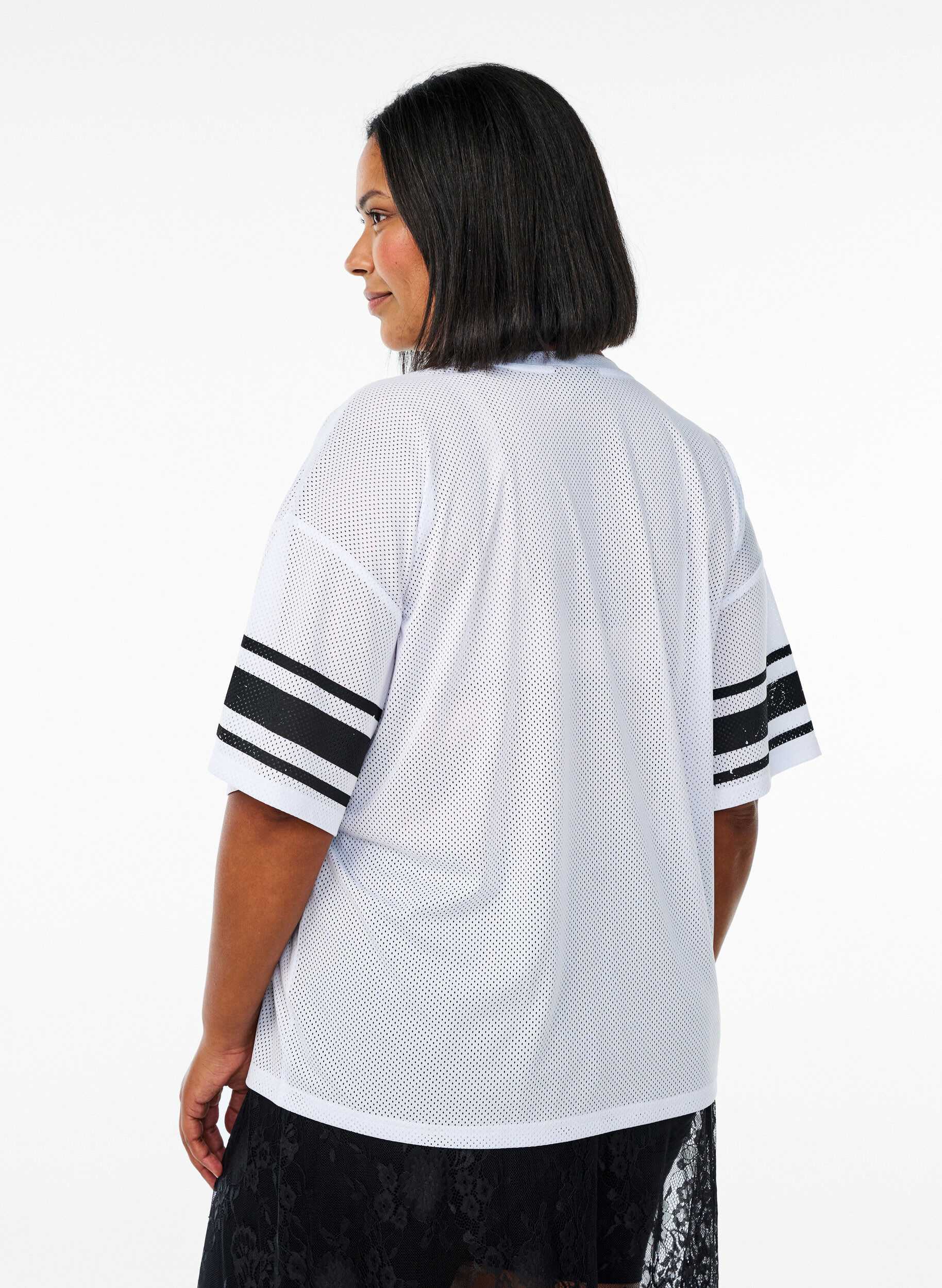 Zizzi Sporty t-shirt med frontprint, White, Model image number 1