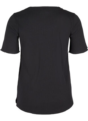 Kortærmet t-shirt i ribkvalitet, Black, Packshot image number 1