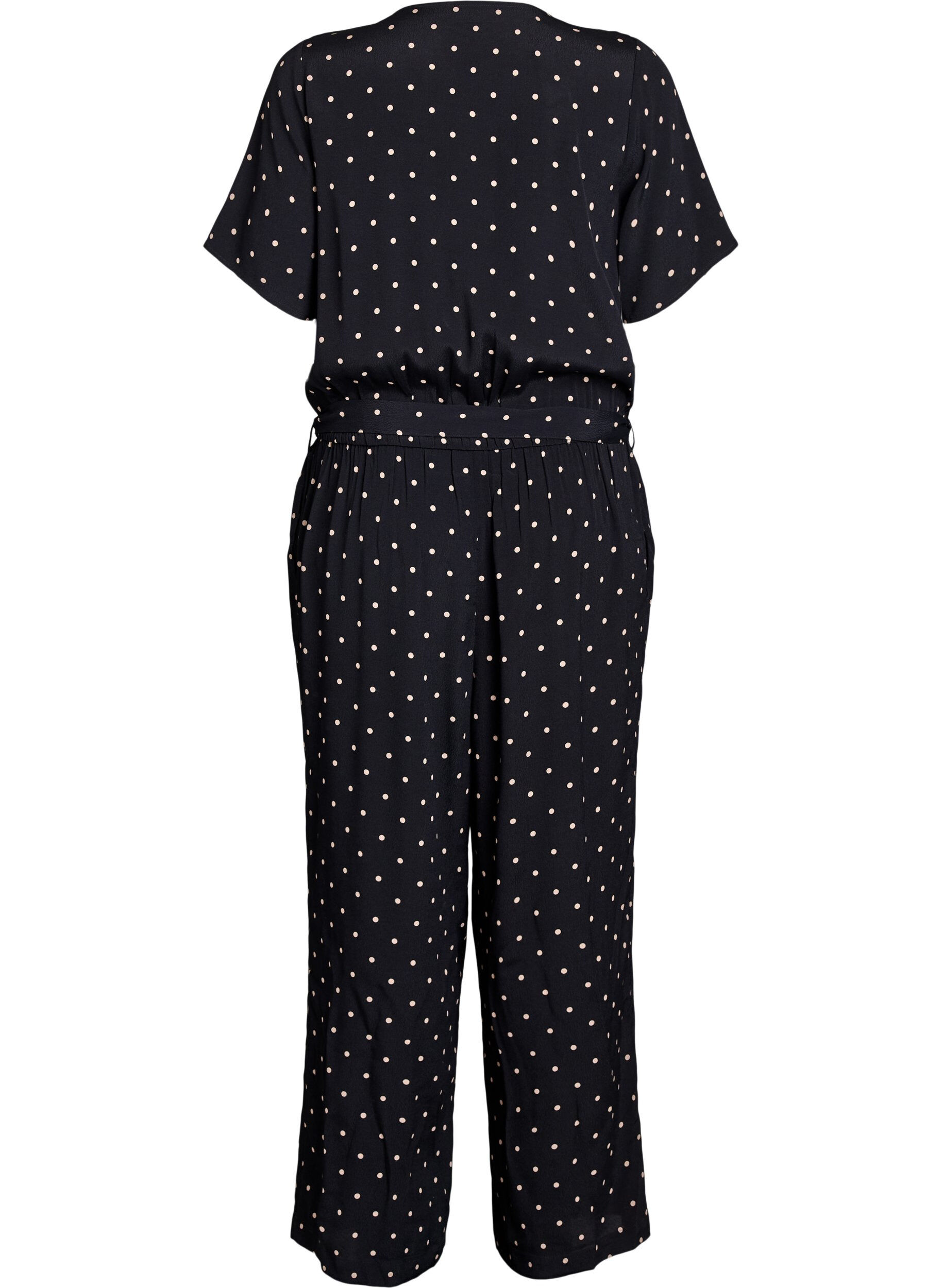 Zizzi Prikket jumpsuit med korte &aelig;rmer, Sort, Packshot image number 1