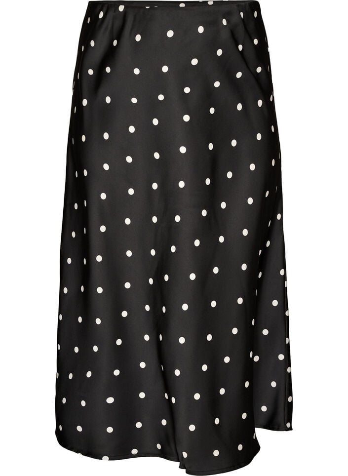 Satin midi-nederdel, Sort, Packshot image number 0