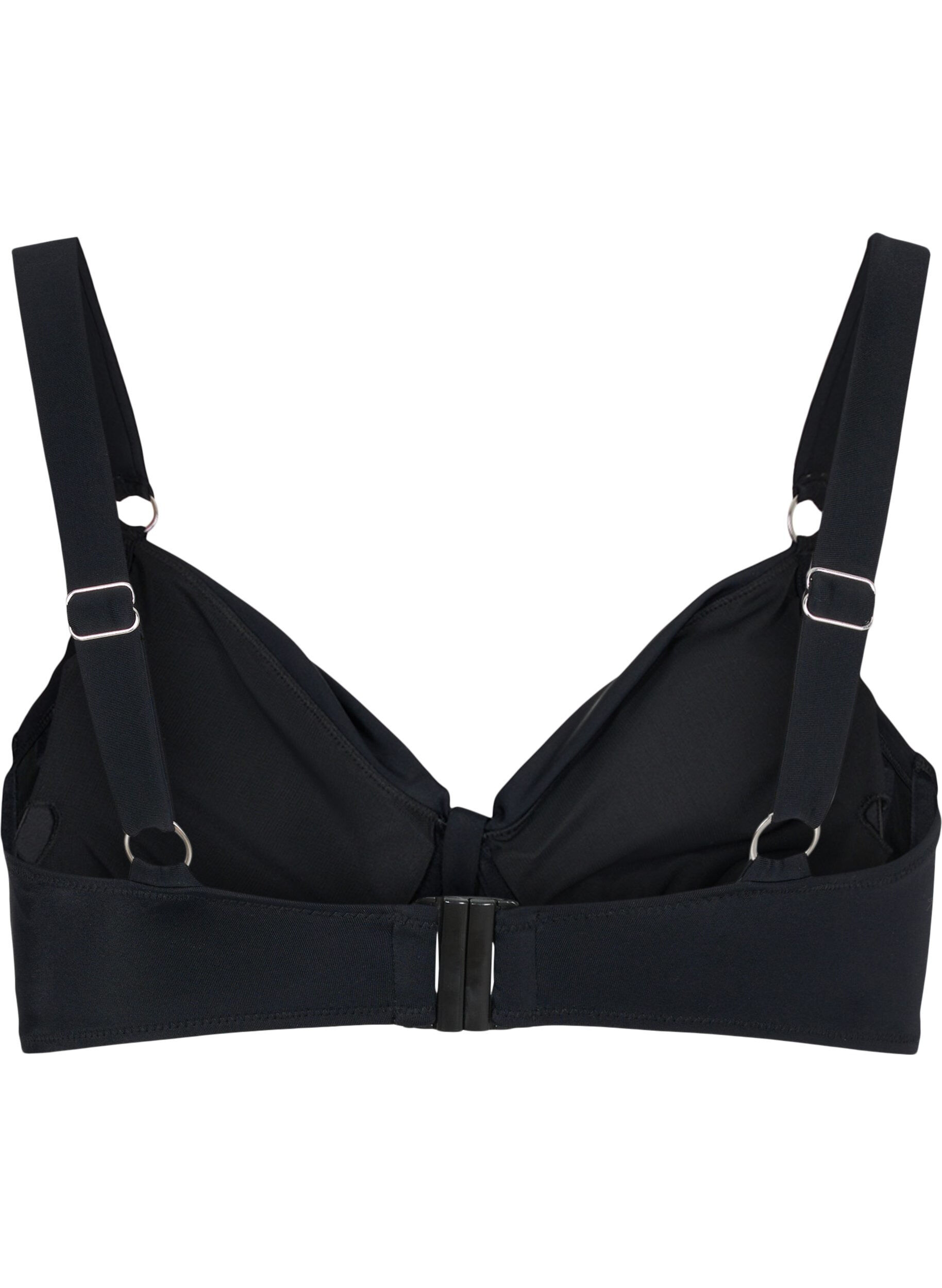 Zizzi Bikini overdel med draperinger, Sort, Packshot image number 1