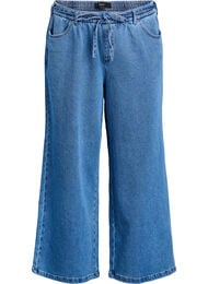 Loose fit jeans med elastisk talje og bindeb&aring;nd, Bl&aring;