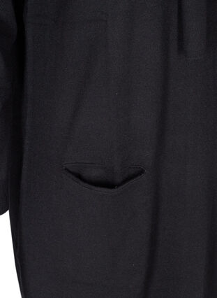 Langærmet strikkjole med lommer, Black, Packshot image number 3