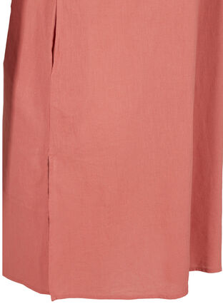 Kortærmet kjole i bomuldsmix med hør, Canyon Rose, Packshot image number 3