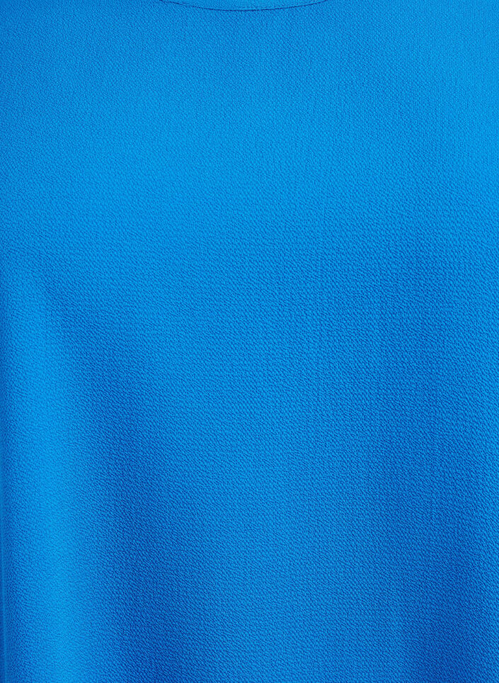 Bluse med korte &aelig;rmer og rund halsudsk&aelig;ring, Bl&aring;, Packshot image number 2