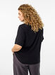Kort&aelig;rmet v&aelig;vet bluse med rund hals, Sort, Model image number 2