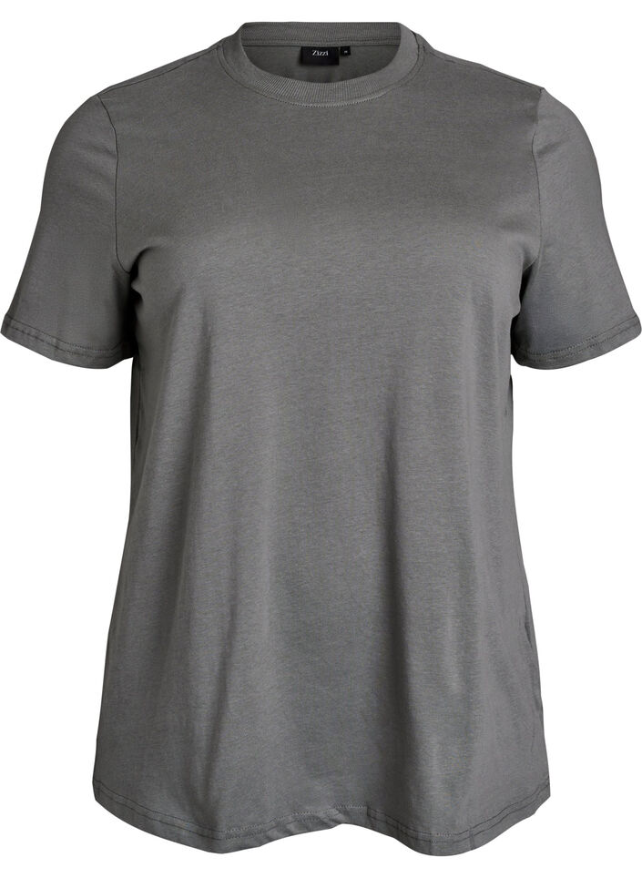 Basis t-shirt i bomuld med rund hals , Gr&aring;, Packshot image number 0