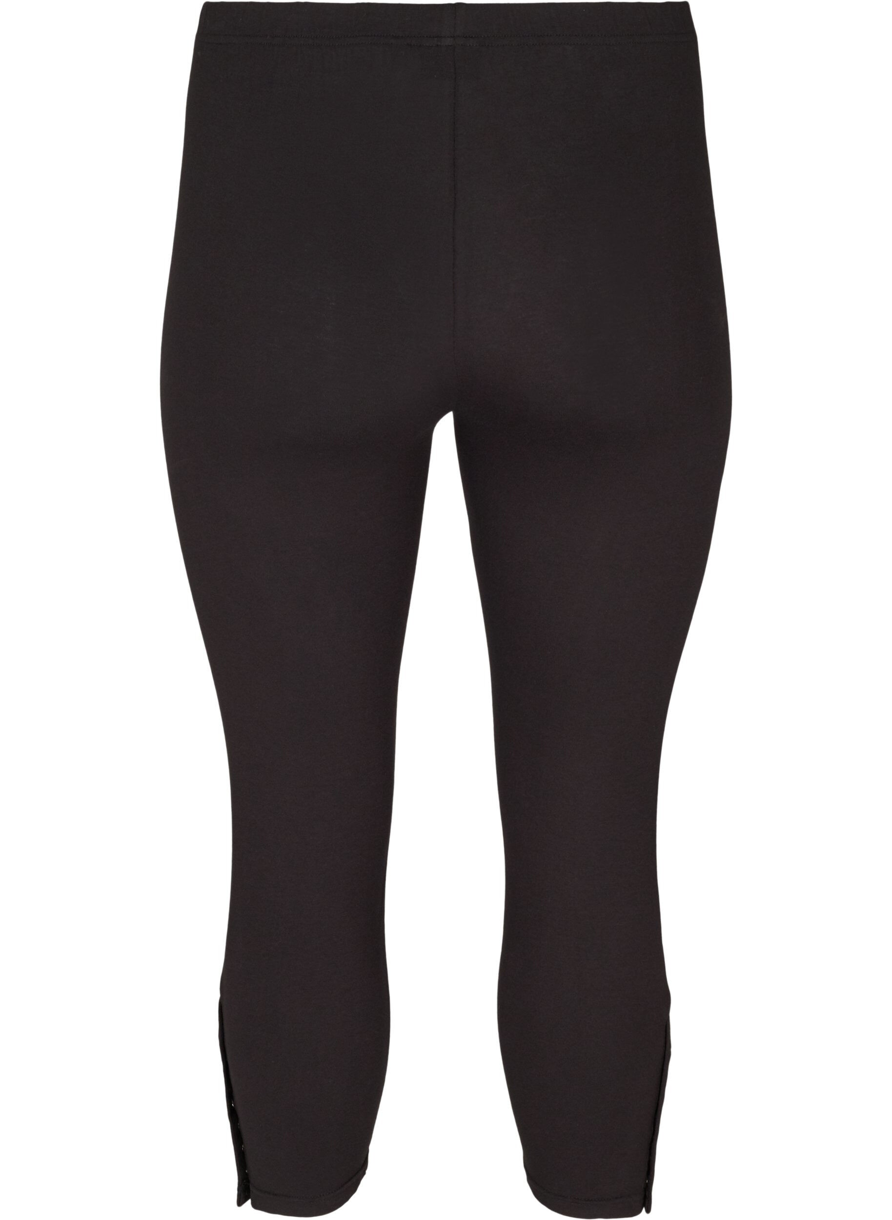 Zizzi3/4 leggings med knapper, Sort, Packshot image number 1