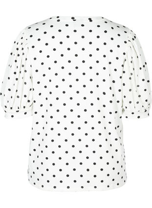 Prikket t-shirt med pufærmer, White w. Black Dots, Packshot image number 1