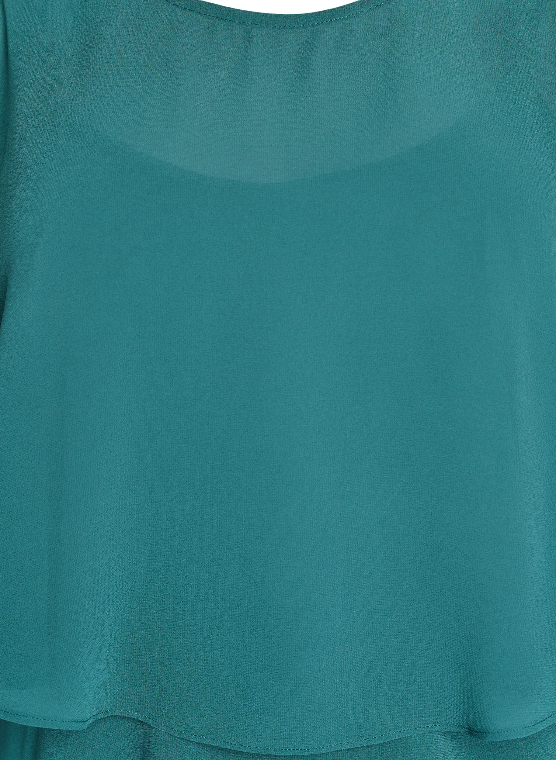 Zizzi Maxikjole med fl&aelig;selag og aftagelig kappe, Gr&oslash;n, Packshot image number 2