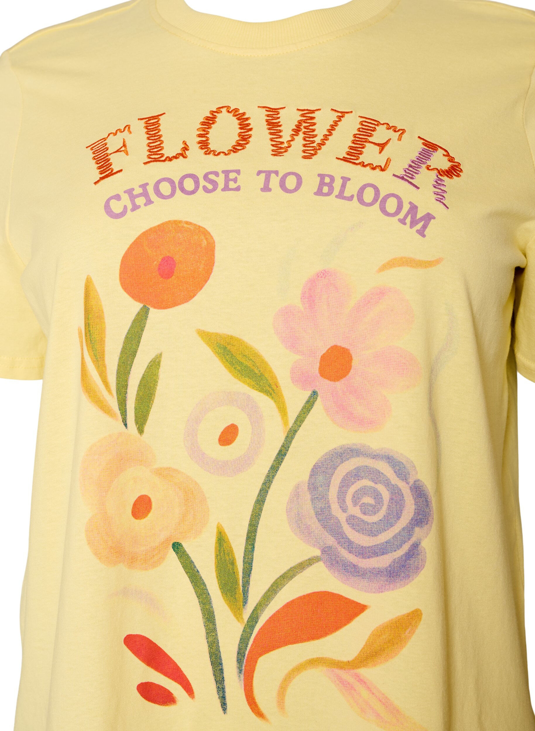 ZizziT-shirt i bomuld med print, Gul, Packshot image number 2