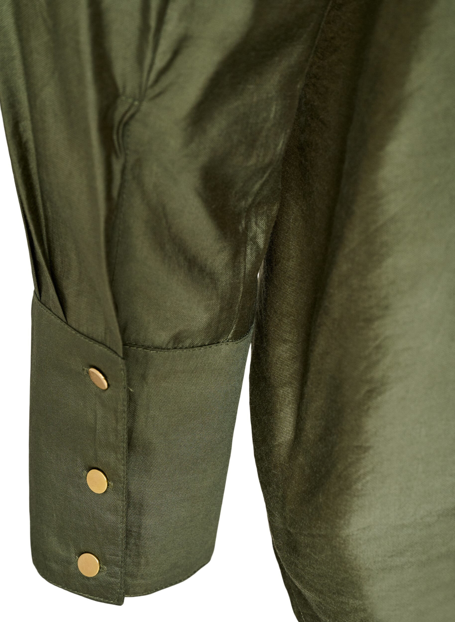 ZizziSkjorte i viskose med gyldne knapper, Gr&oslash;n, Packshot image number 3