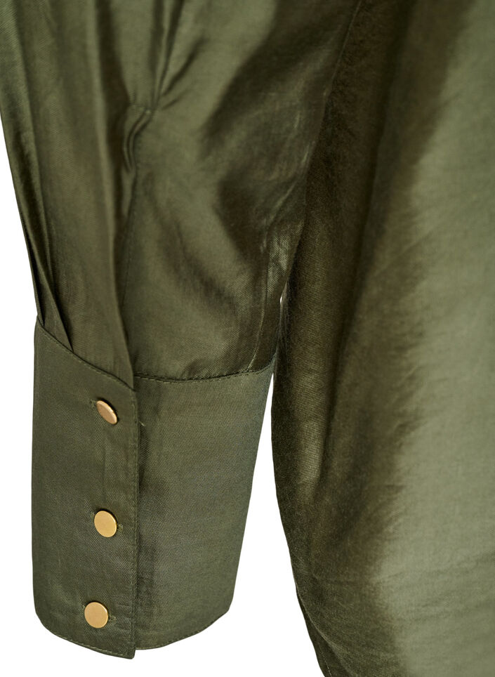 Skjorte i viskose med gyldne knapper, Gr&oslash;n, Packshot image number 3