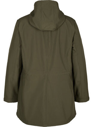 Softshell jakke med hætte og justerbar talje, Forest Night, Packshot image number 1