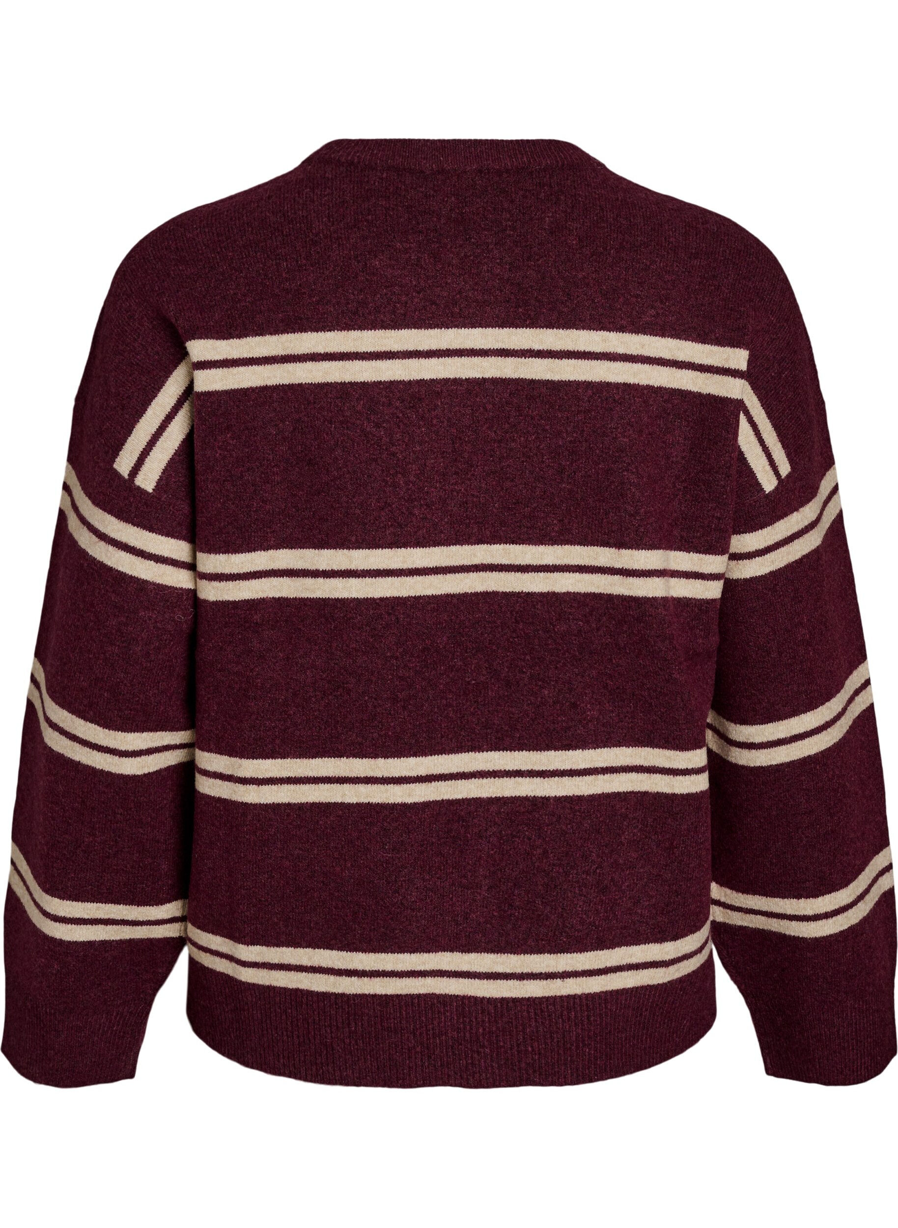 ZizziStrikbluse med dobbelte kontraststriber, R&oslash;d, Packshot image number 1