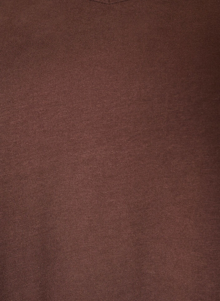 Ensfarvet basis t-shirt i bomuld, Brun, Packshot image number 2