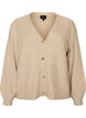 Cardigan med V-hals og ribstruktur, Beige, Packshot image number 0