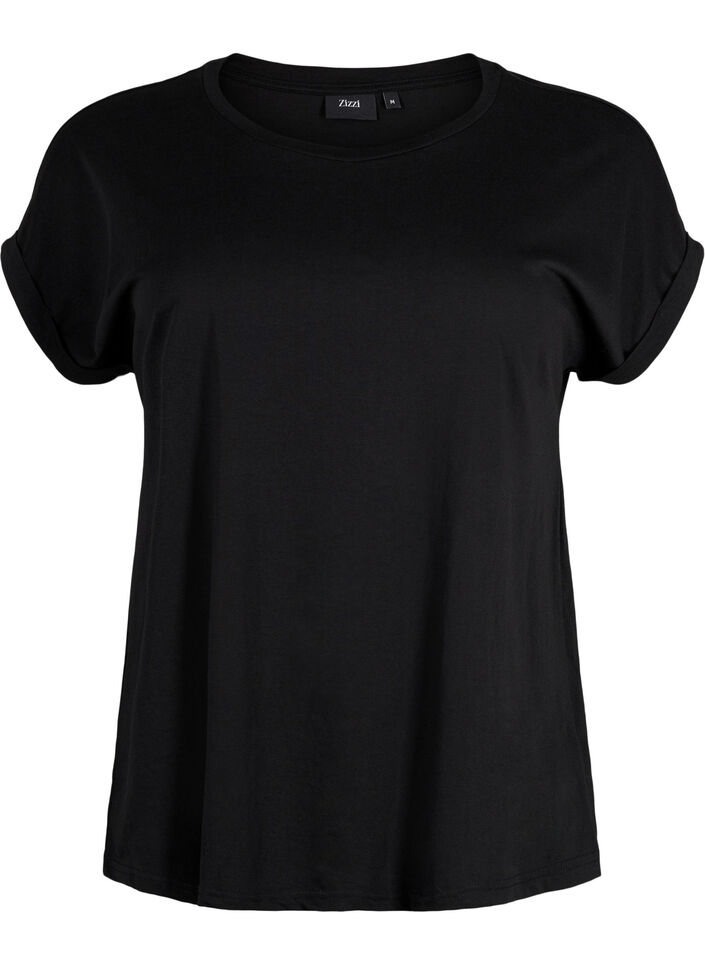 Kort&aelig;rmet t-shirt i bomuldsblanding, Sort, Packshot image number 0