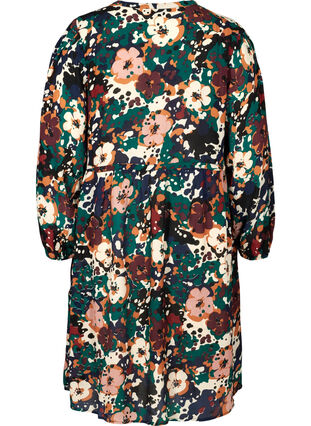 Blomstret viskose kjole med justerbar talje, Multi Flower AOP, Packshot image number 1