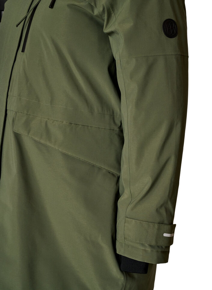 Vandafvisende parka med h&aelig;tte og funktionelle detaljer, Gr&oslash;n, Packshot image number 3