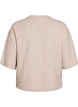 Løs strikbluse med korte ærmer, Beige, Packshot image number 1