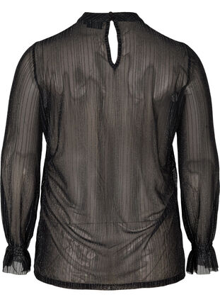 Let transparent bluse med lurex, Black w. Silver, Packshot image number 1