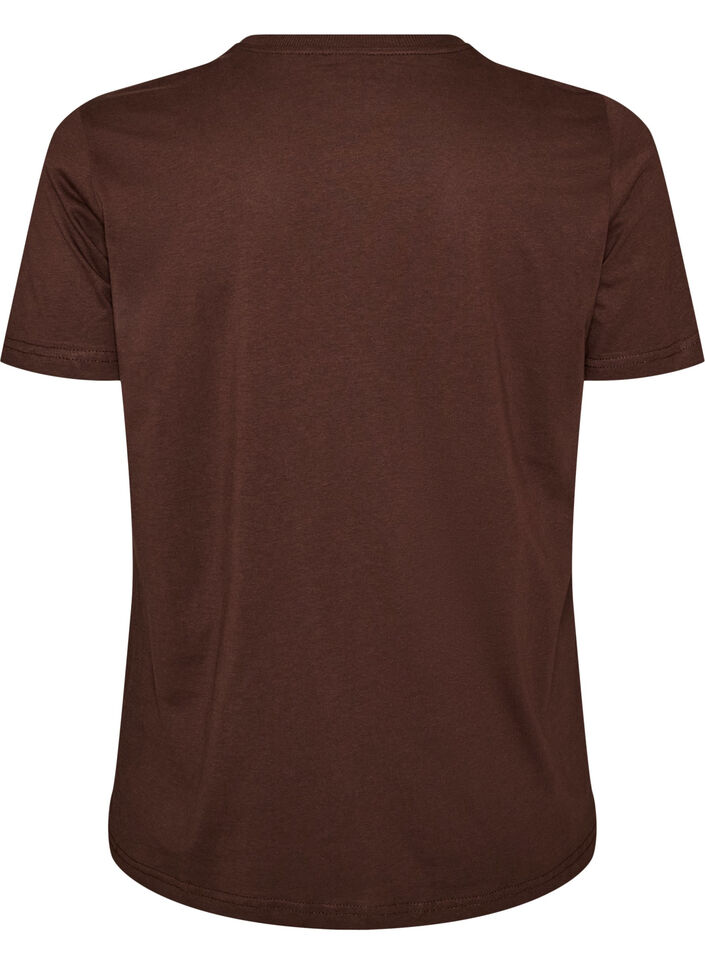 T-shirt i bomuld med frontmotiv, Brun, Packshot image number 1