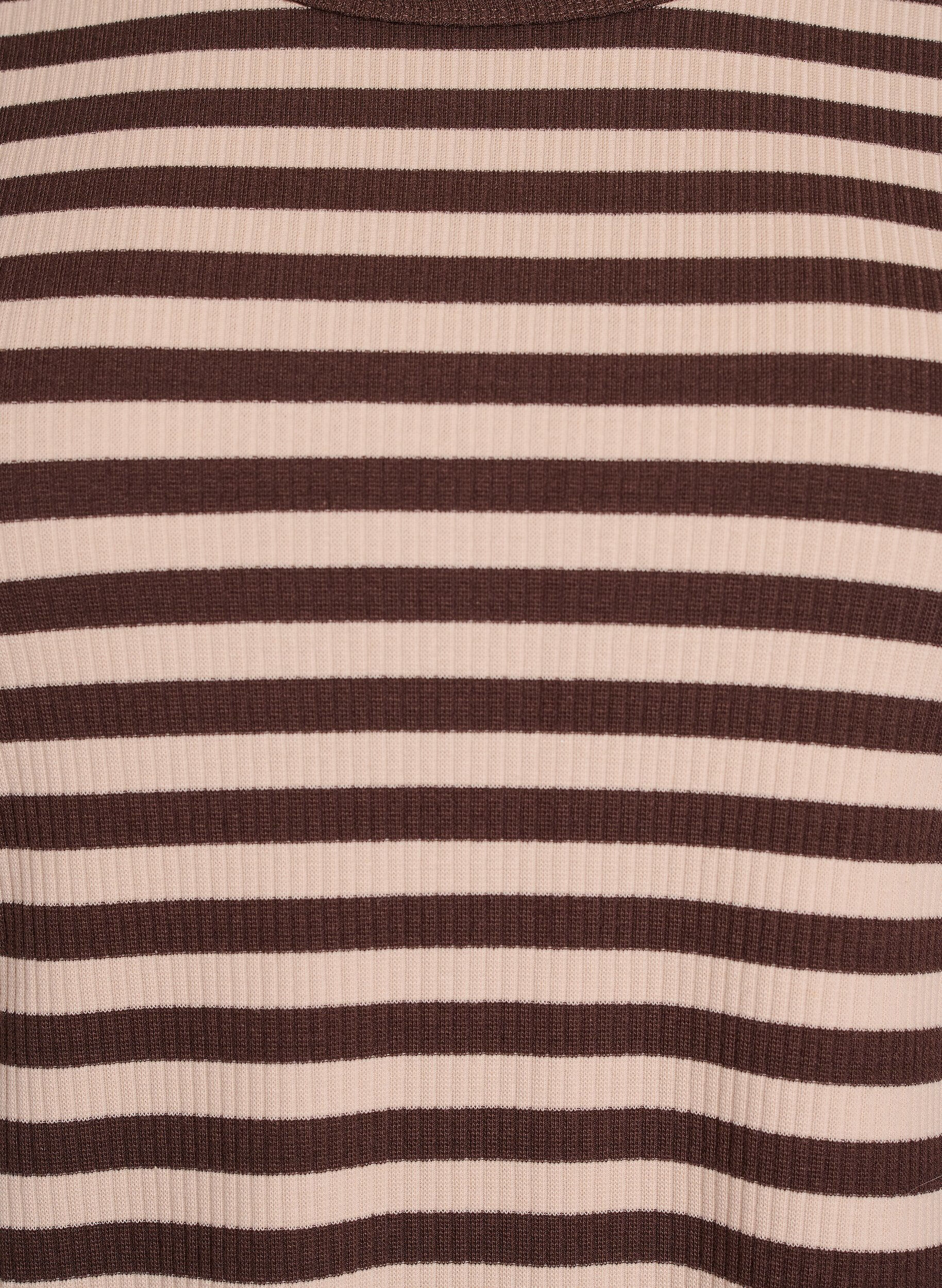 ZizziStribet bluse med lange &aelig;rmer, Brun, Packshot image number 2